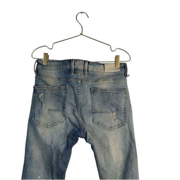 KDNK Skinny Jeans 30 Blue Distress Ripped Stacked  226 - Picture 6 of 11
